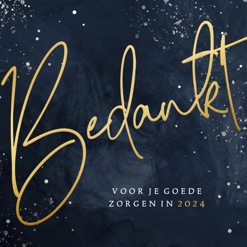 Kerstkaarten - Kerstkaart stijlvol bedankt in goudlook