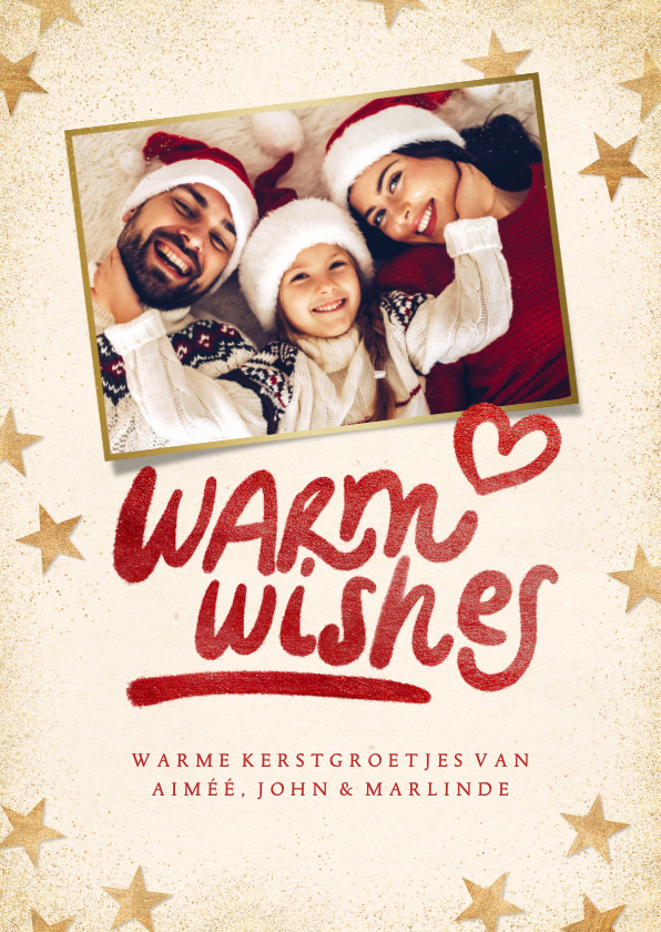 Kerstkaarten - Kerstkaart 'Warm wishes' eigen foto