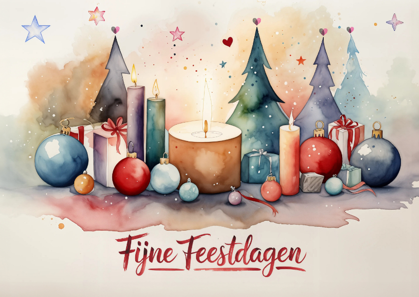 Kerstkaarten - Kerstkaart waterverf nostalgisch Huidfonds