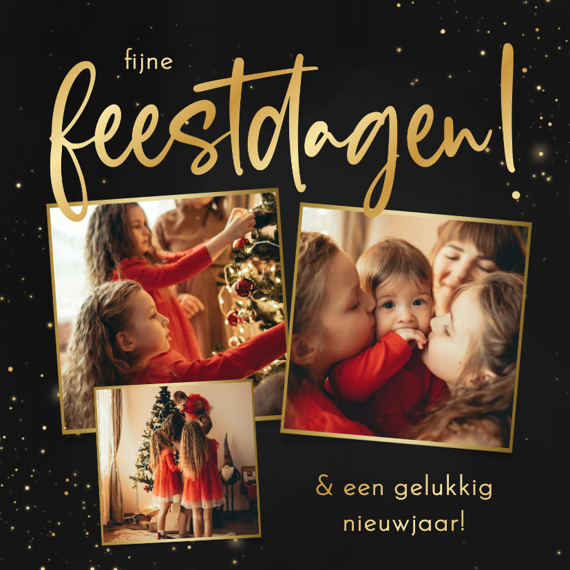 Kerstkaarten - Kerstkaartje fotocollage sprankelend fijne feestdagen