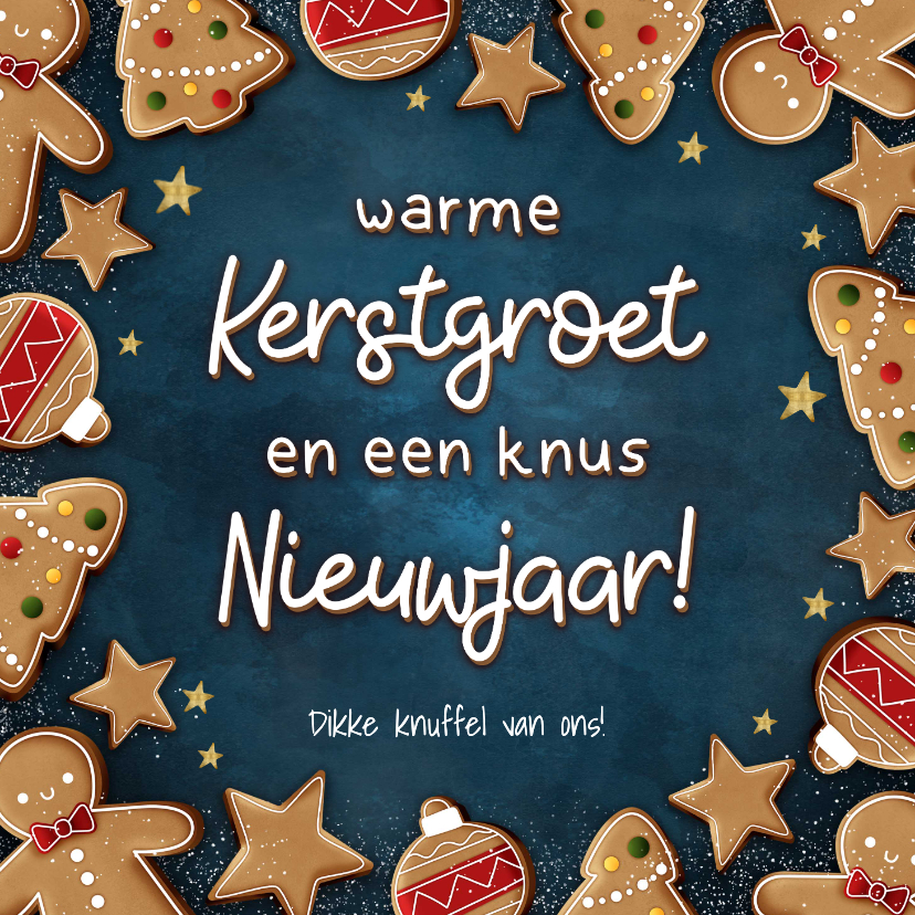 Kerstkaarten - Leuke kerstkaart met kerstkoekjes kader, warme kerstgroet