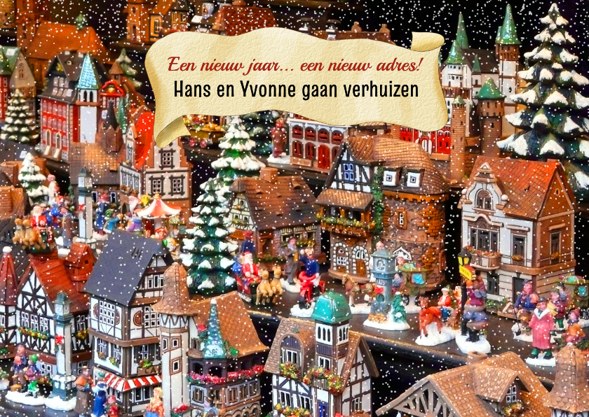 Kerstkaarten - Leuke verhuiskaart voor rond de feestdagen stenen huisjes