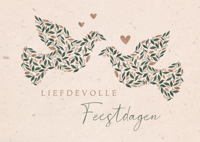 Kerstkaarten - Liefdevolle kerstkaart met duiven en kraftlook