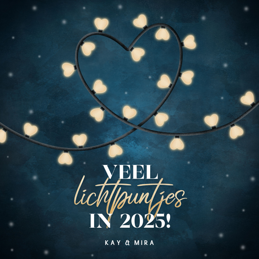 Kerstkaarten - Liefdevolle kerstkaart veel lichtpuntjes in 2025 met lampjes