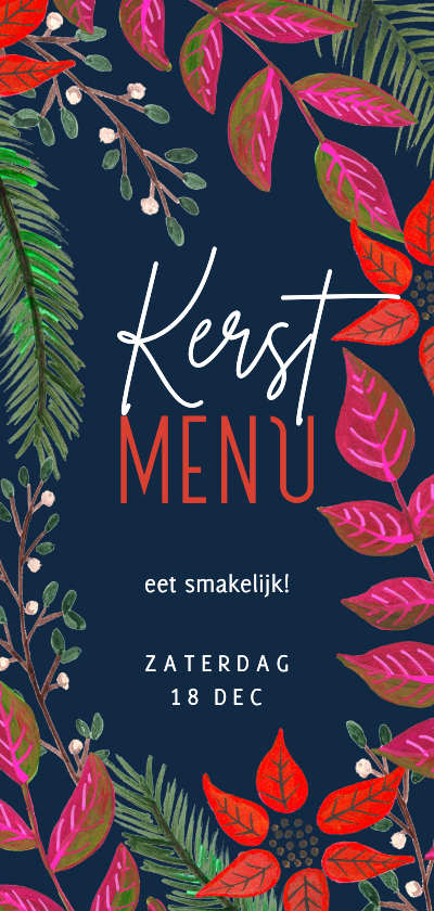 Kerstkaarten - Menukaart botanisch kerstdiner