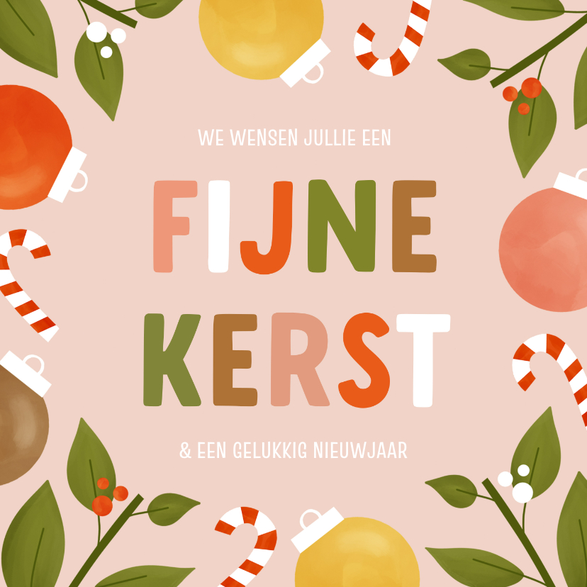 Kerstkaarten - Modern kerstkaartje met vrolijk patroon fijne kerst