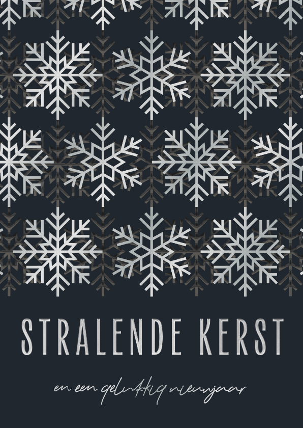 Kerstkaarten - Moderne kerstkaart met zilverfolie sneeuwvlokken