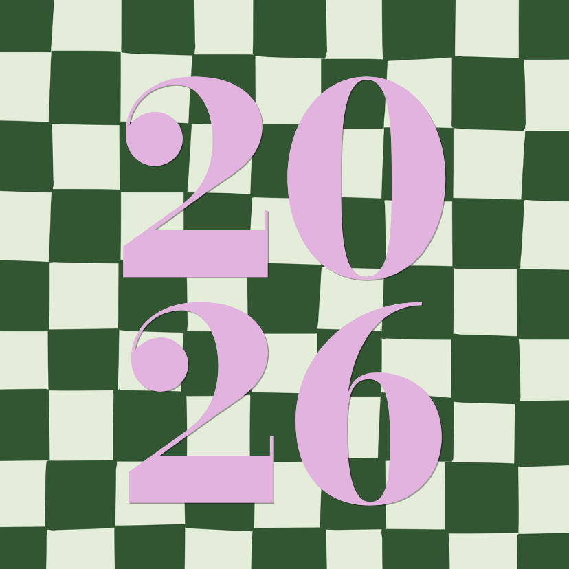 Kerstkaarten - Moderne kerstkaarten met groene blokjes 2026