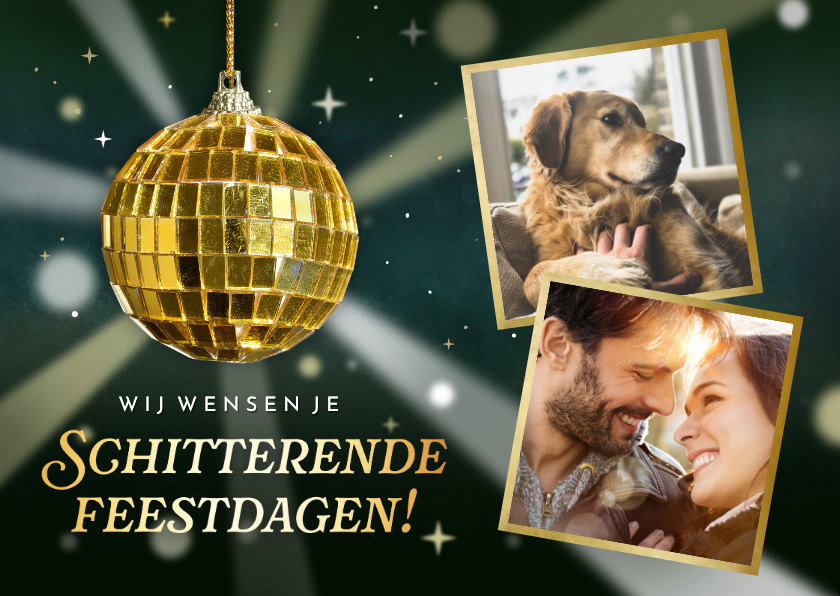 Kerstkaarten - Originele kerstkaart met discobal 'stralende feestdagen!'