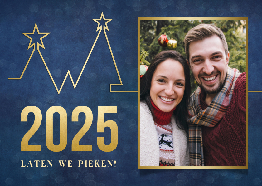 Kerstkaarten - Originele kerstkaart - pieken in 2025 met kerstboom grafiek