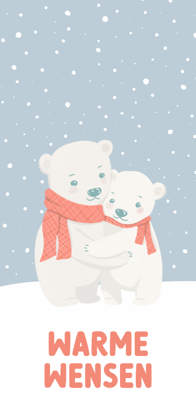 Kerstkaarten - Schattig kerstkaartje met knuffelende ijsbeertjes wensen