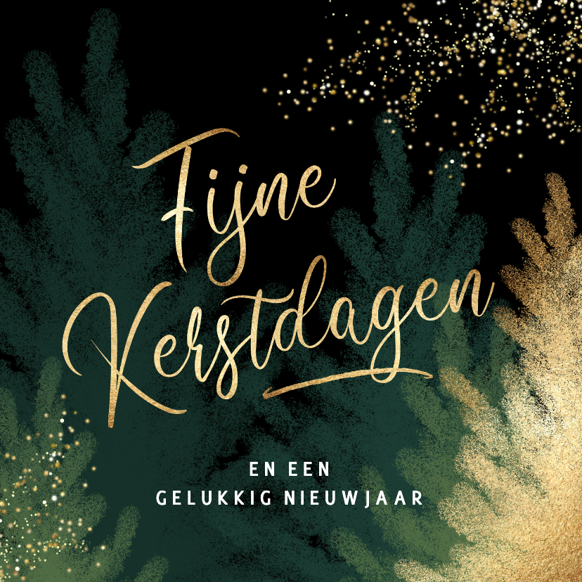 Kerstkaarten - Sjieke kerstkaart kerstboom goud groen 