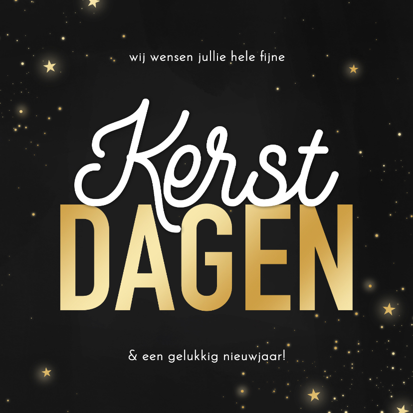 Kerstkaarten - Stijlvol sprankelend kerstkaartje fijne kerstdagen goud wit