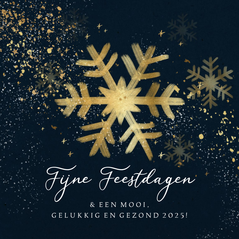 Kerstkaarten - Stijlvolle kerstkaart met geschilderde kerstster goudlook