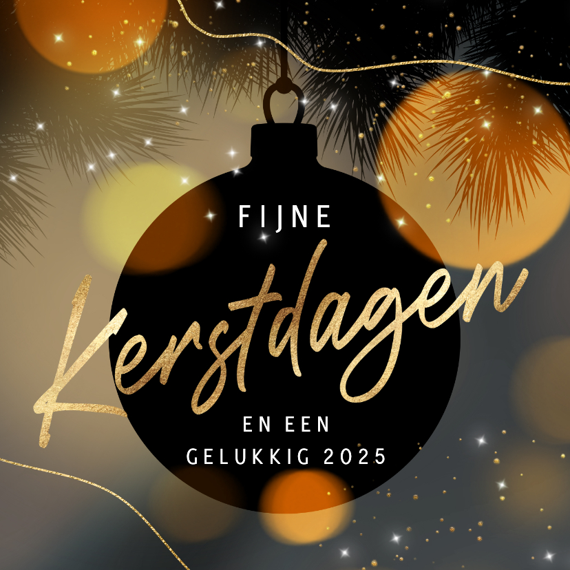 Kerstkaarten - Stijlvolle Kerstkaart sfeer kerstbal lichtjes