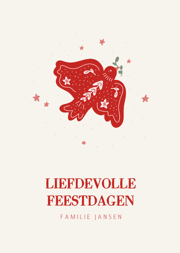 Kerstkaarten - Trendy kerstkaart met Scandinavische illustratie van duif