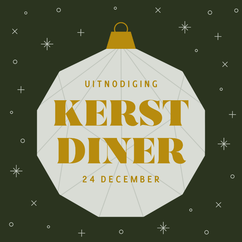 Uitnodiging Kerstdiner Donkergroen Met Kerstbal | Kaartje2go