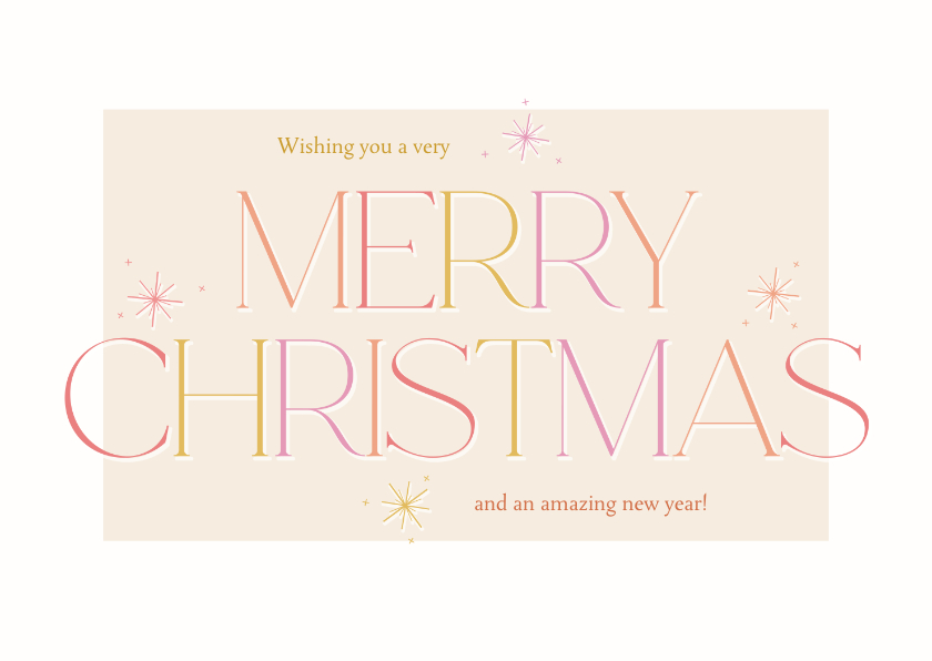 Kerstkaarten - Vrolijk typografisch kerstkaartje met gekleurde letters