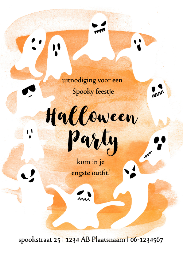 Kinderfeestjes - Halloweenfeestje met spooken en oranje waterverf