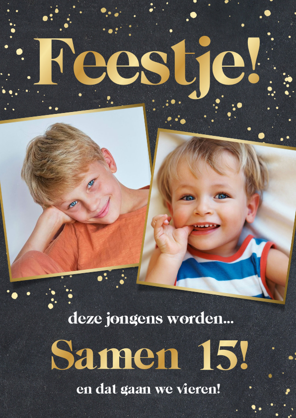 Kinderfeestjes - Kinderfeest samen jarig met kinderfoto's en foliedruk