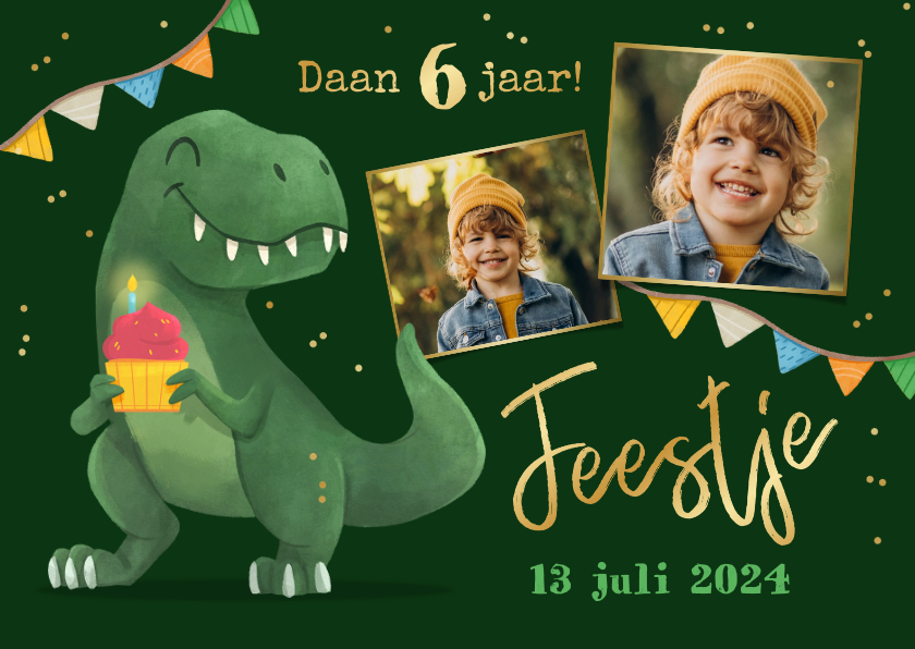 Kinderfeestjes - Kinderfeestje dino thema slingers confetti t-rex foto