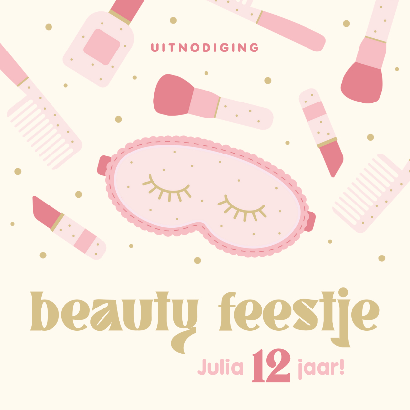 Kinderfeestjes - Uitnodiging kinderfeestje beauty en make-up 