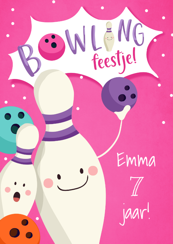 Kinderfeestjes - Uitnodiging kinderfeestje meisje bowlingfeestje