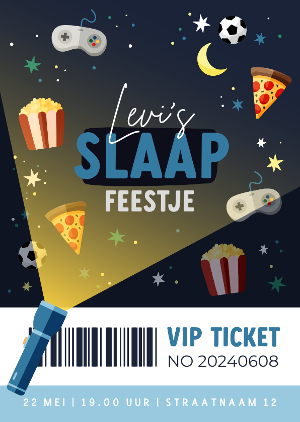 Kinderfeestjes - VIP ticket slaapfeestje games voetbal en sterren