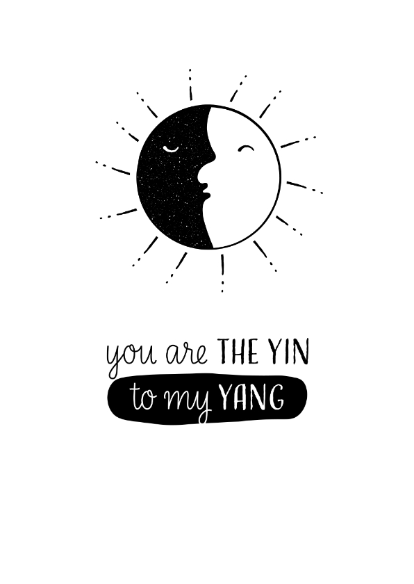 College Consequent Praktisch Liefde kaart met yin-yang illustratie en leuke | Kaartje2go