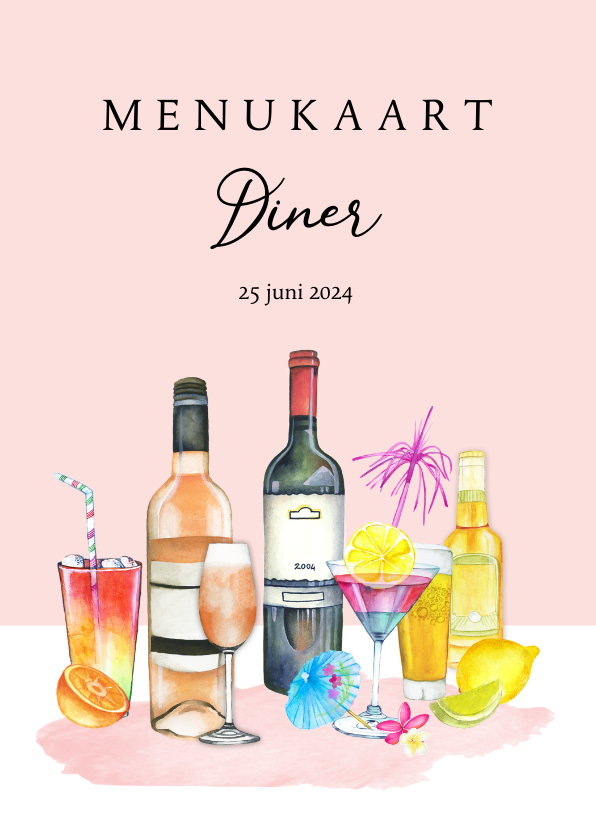Menukaarten - Menukaart met cocktails en diner