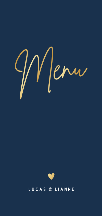Menukaarten - Moderne minimalistische donkerblauwe langwerpige menu kaart 