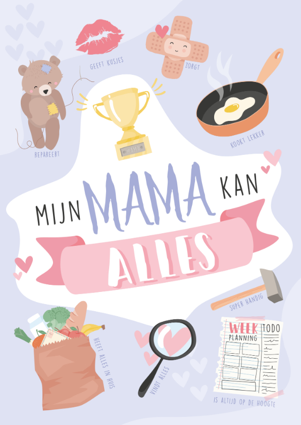 Moederdag kaarten - Lila moederdag kaart 'mijn mama kan alles'