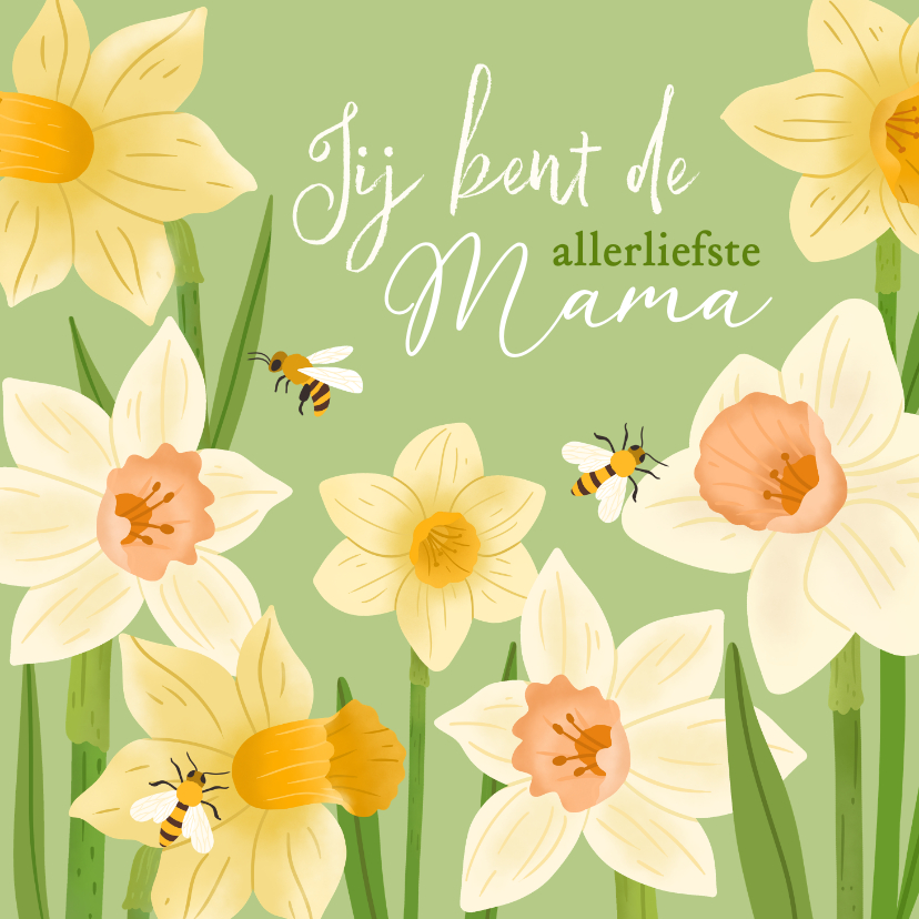 Moederdag kaarten - Moederdagkaart allerliefste mama met bloemen