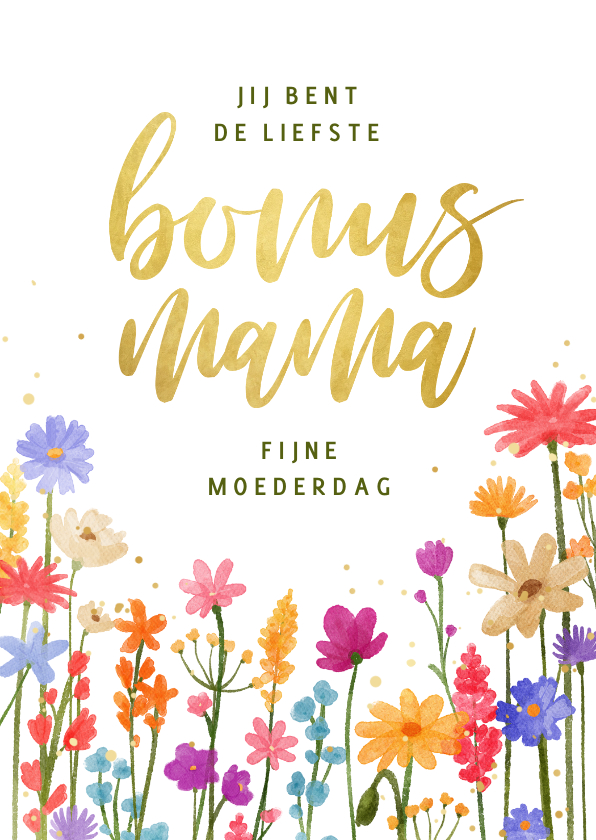 Moederdag kaarten - Moederdagkaart bloemen bonus mama fijne moederdag