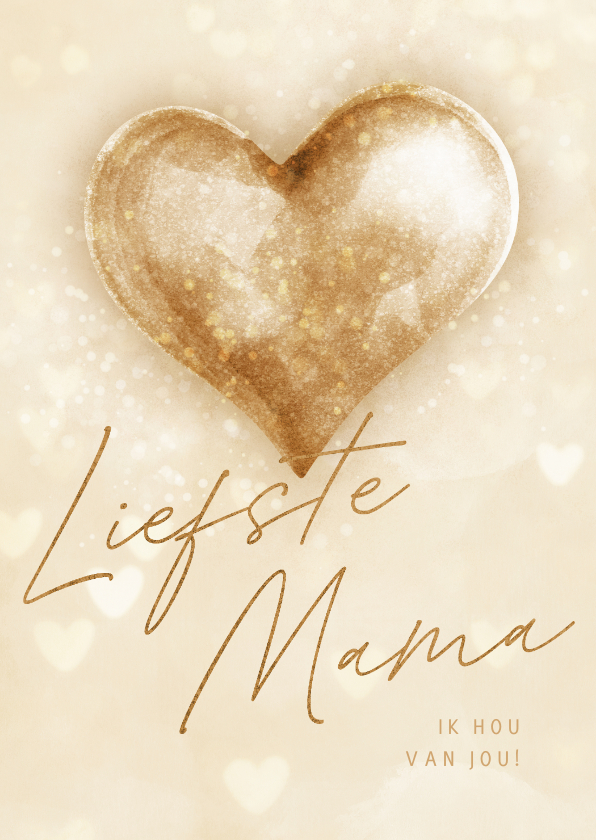 Moederdag kaarten - Moederdagkaart 'Liefste Mama' beige met sprankelend hart