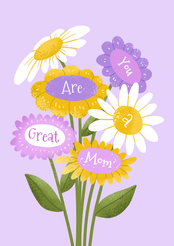 Moederdag kaarten - Vrolijke moederdagkaart met bloemen