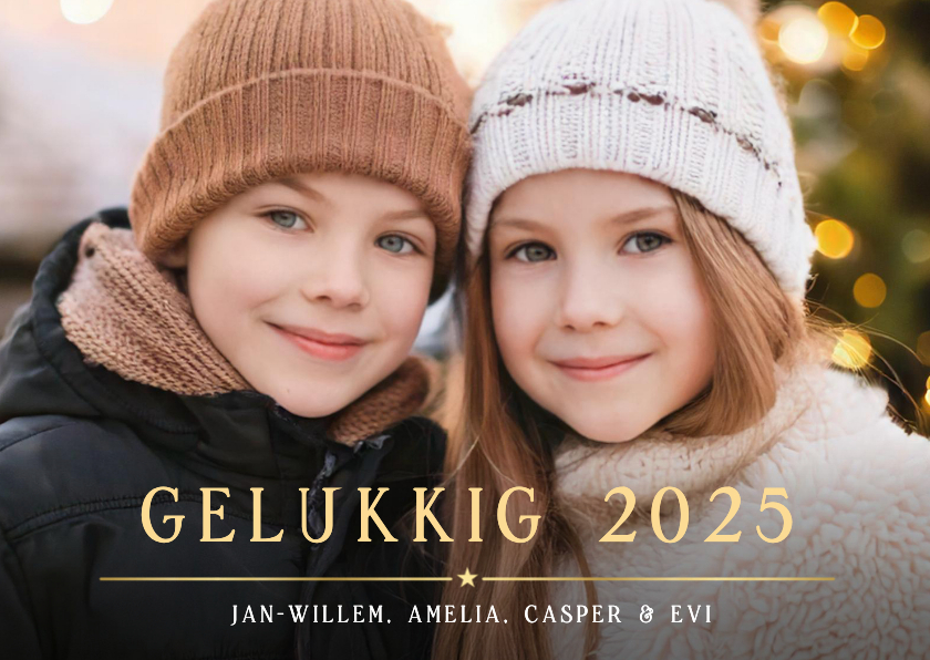 Nieuwjaarskaarten -  Eenvoudige nieuwjaarskaart met eigen foto en 2025