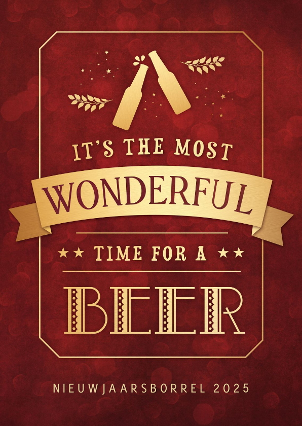 Nieuwjaarskaarten - Grappige uitnodiging nieuwjaarsborrel - Time for Beer