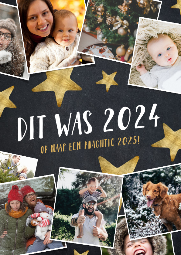 Nieuwjaarskaarten - Hippe fotocollage nieuwjaarskaart hoogtepunten 2024