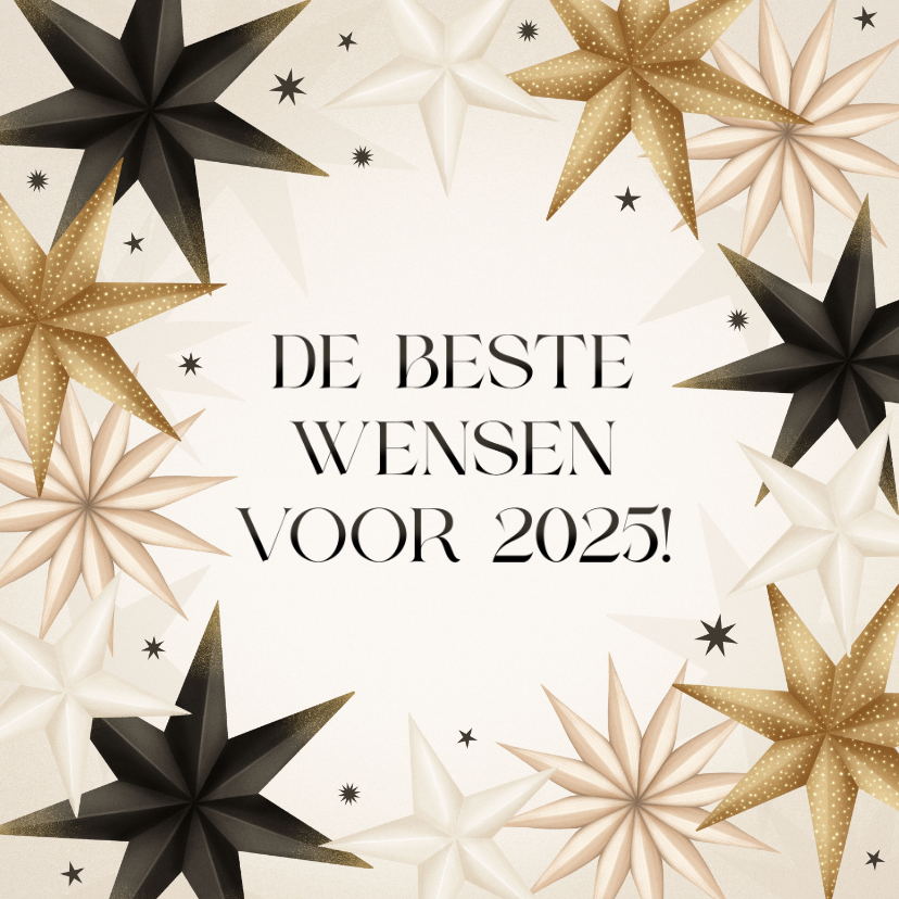 Nieuwjaarskaarten - Moderne Nieuwjaarskaart 2025 papieren kerststerren 