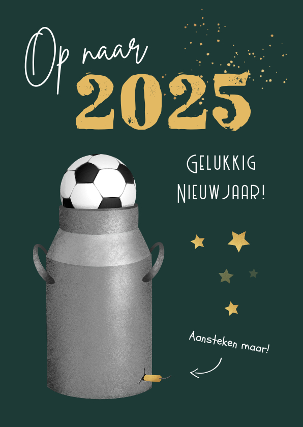 Nieuwjaarskaarten - Nieuwjaarskaart 2025 carbid schieten vuurwerk sterren goud