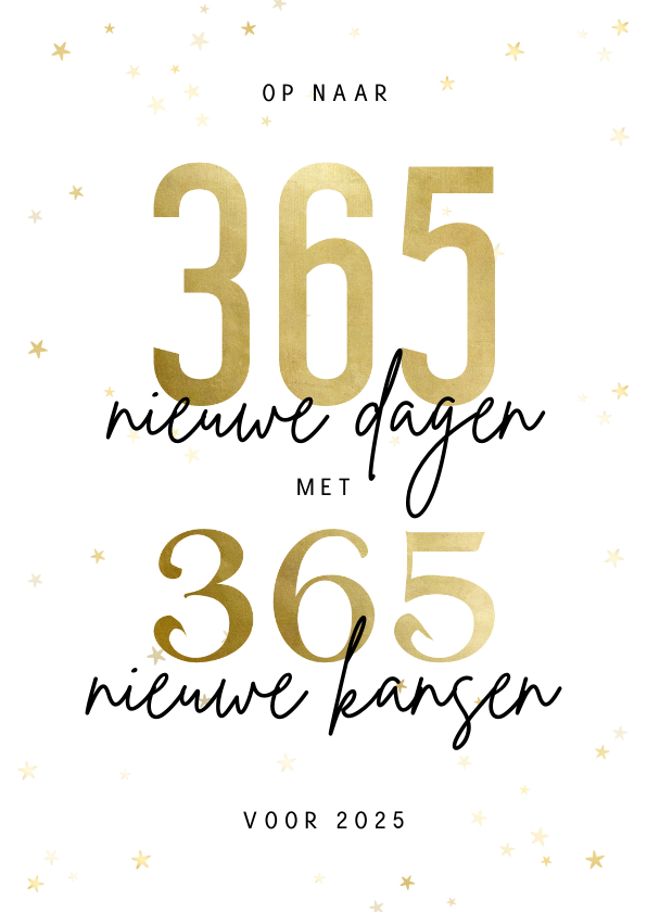 Nieuwjaarskaarten - Nieuwjaarskaart 365 nieuwe dagen met 365 nieuwe kansen