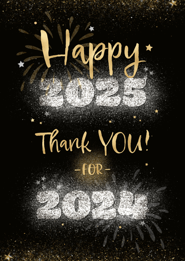 Nieuwjaarskaarten - Nieuwjaarskaart internationaal zakelijk typografisch bedankt