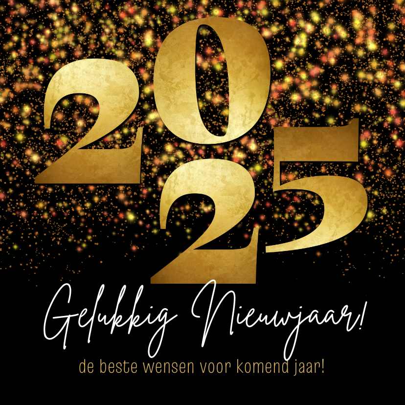 Nieuwjaarskaarten - Nieuwjaarskaart zakelijk 2025 goud sterren sparkle