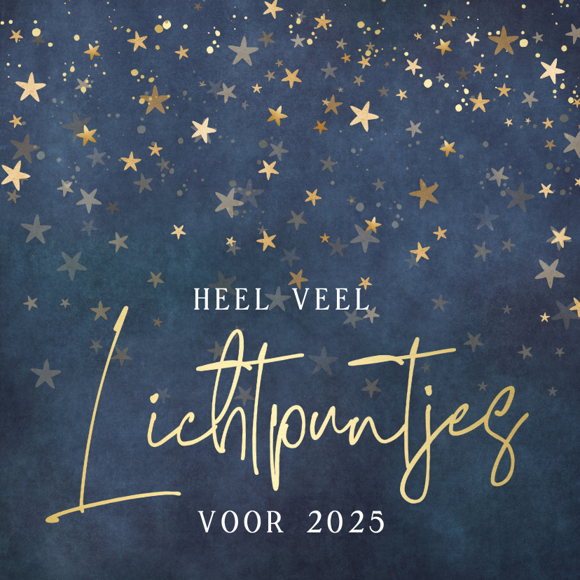 Nieuwjaarskaarten - Stijlvolle nieuwjaarskaart met veel sterren als lichtpuntjes