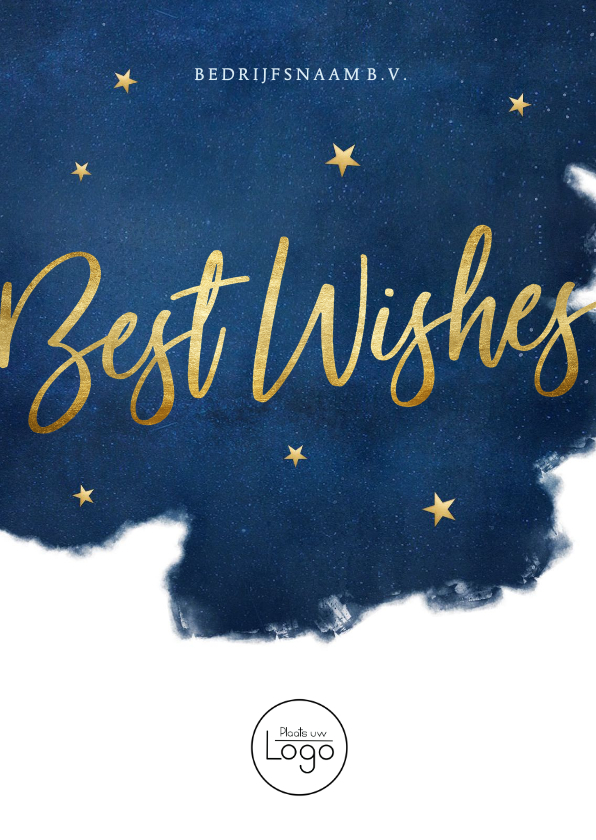 Nieuwjaarskaarten - Stijlvolle zakelijke nieuwjaarskaart Best Wishes met goud
