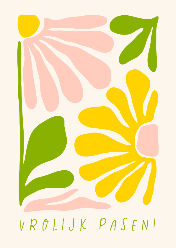 Paaskaarten - Paaskaart met abstracte bloemen vrolijk