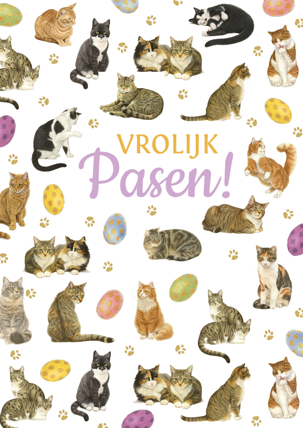Paaskaarten - Paaskaart met katten in de hoofdrol