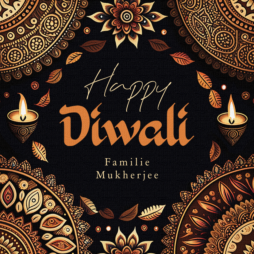 Religieuze kaarten - Bijzondere Diwali kaart mandala lichtjes patroon stijlvol