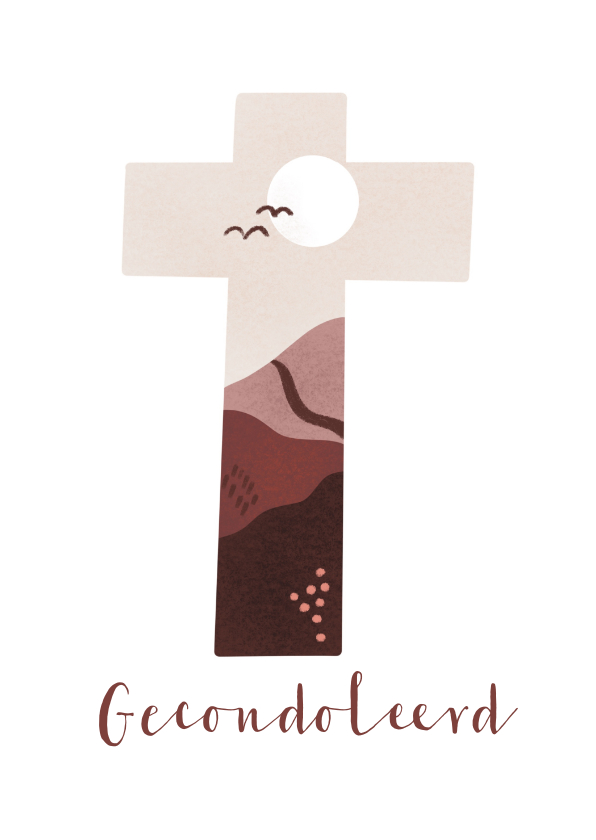 Religieuze kaarten - Christelijke condoleancekaart landschap in kruis 